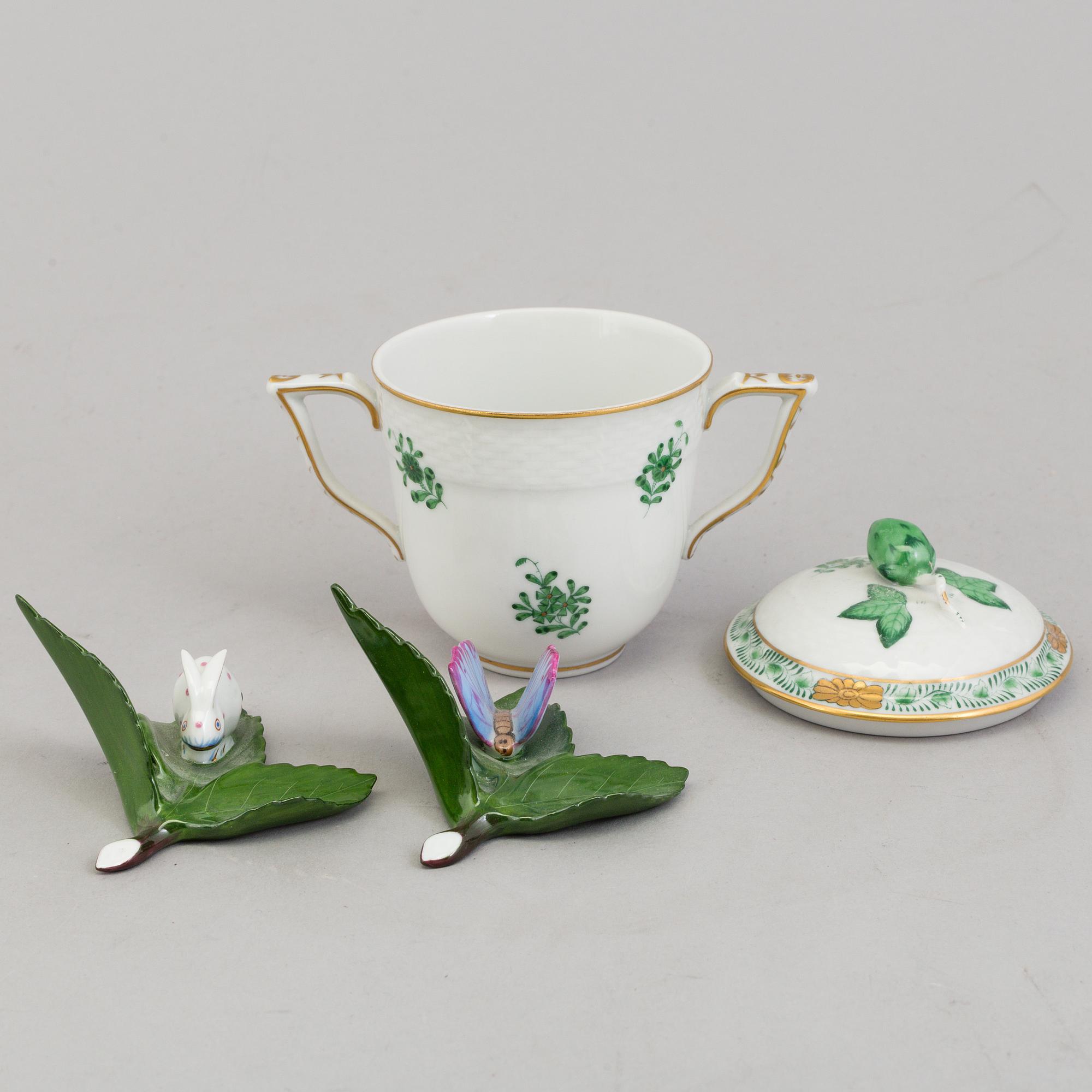 12 parts of hand painted porcelain by Herend Hungary.