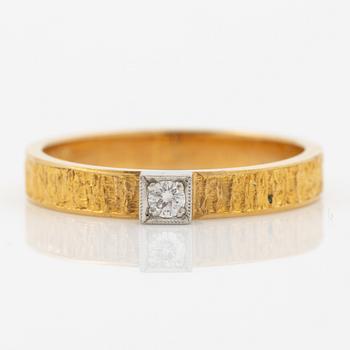 Lapponia, ring 18K gold set with a round brilliant-cut diamond, Finland 1978.