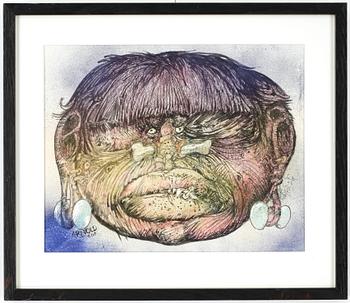 Hans Arnold · HANS ARNOLD, krita/airbrush, signerad.