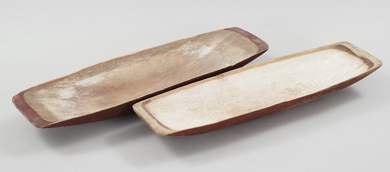 TRÅG, 2 st, allmoge, Hälsingland, 1800-tal.
