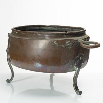A Swedish copper cauldron, late 18th century.