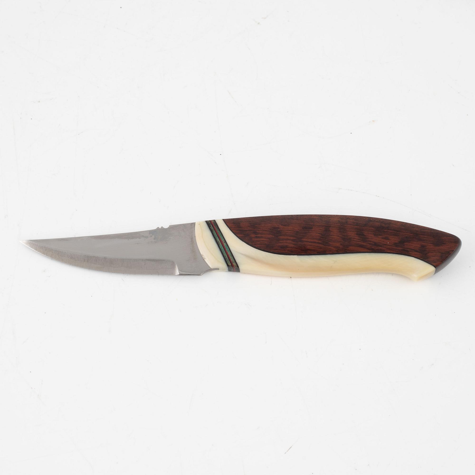 Knut Dahl, a snakewood and whale tooth knife, signed.