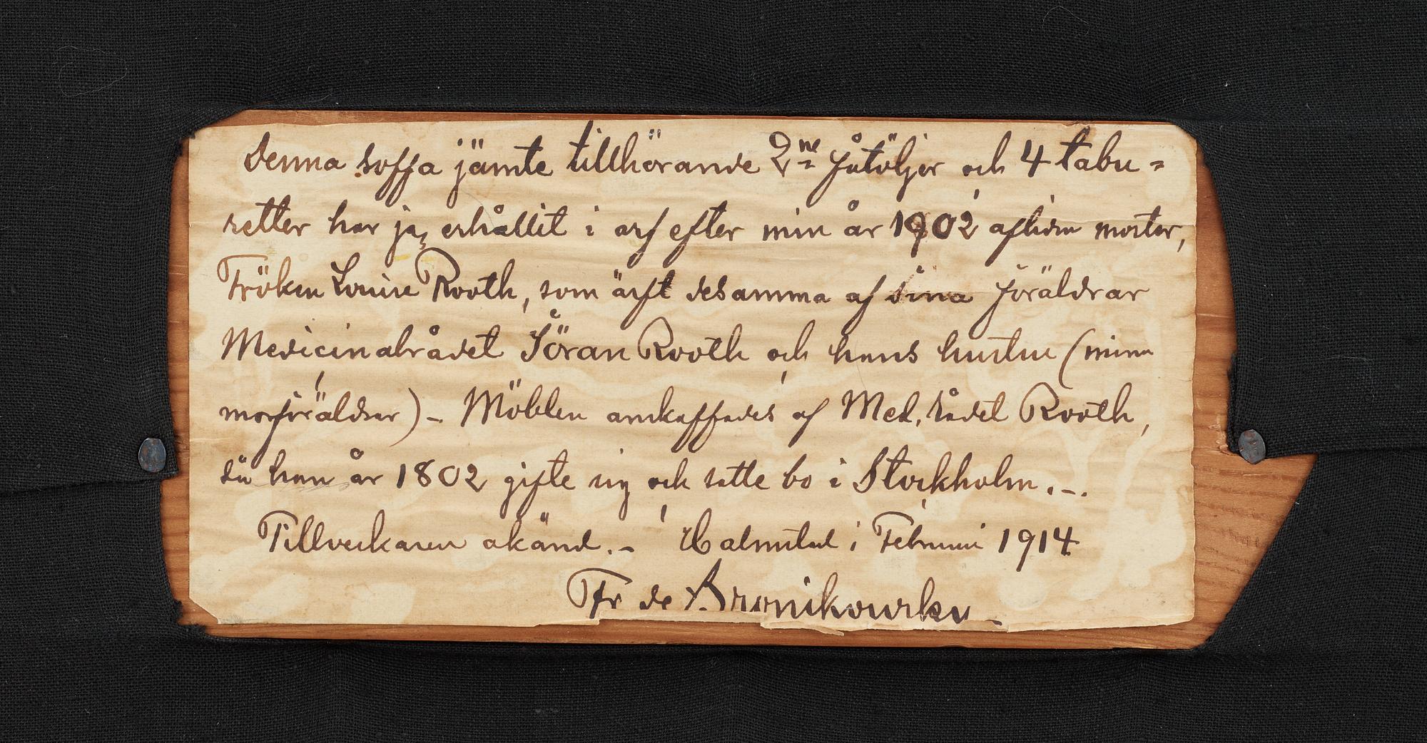 BANKETTSOFFA, av Ephraim Ståhl (mästare i Stockholm 1794-1820). Sengustaviansk.