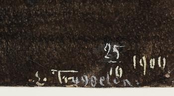 ERIK TRYGGELIN, blandteknik på papper, sign o dat 25/10 1900.