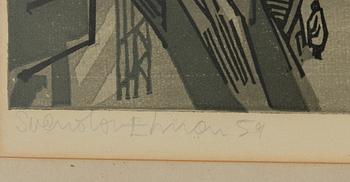 Svenolov Ehrén, woodcut, signed and dated -59, and numbered 131/310.
