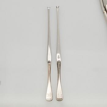 Lobster forks, 12 pcs, silver and steel, W & S Sørensen Denmark.