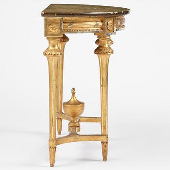 A Gustavian giltwood and marbled console table, Stockholm, late 18th century.