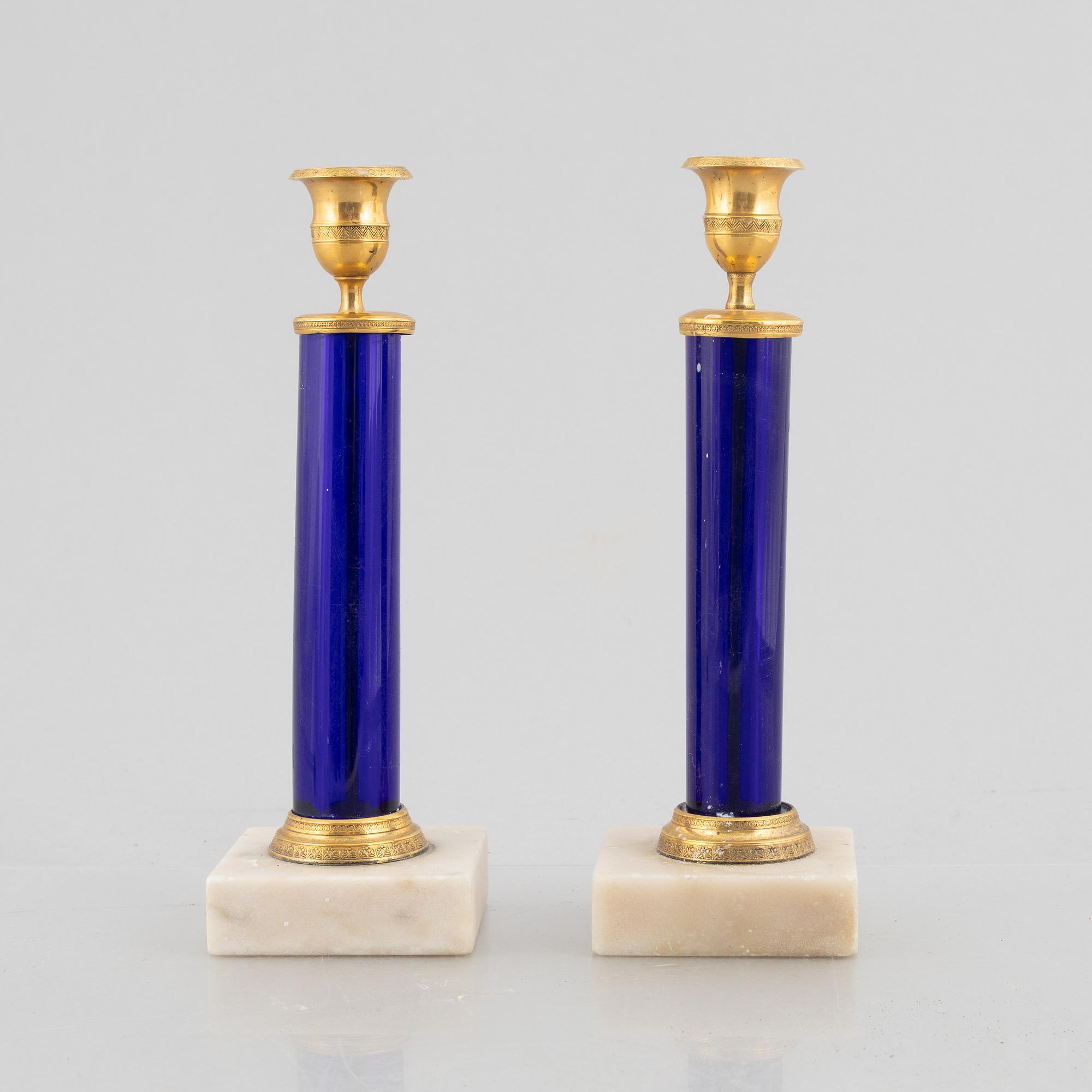 Ljusstakar, ett par, sengustaviansk stil med äldre delar.