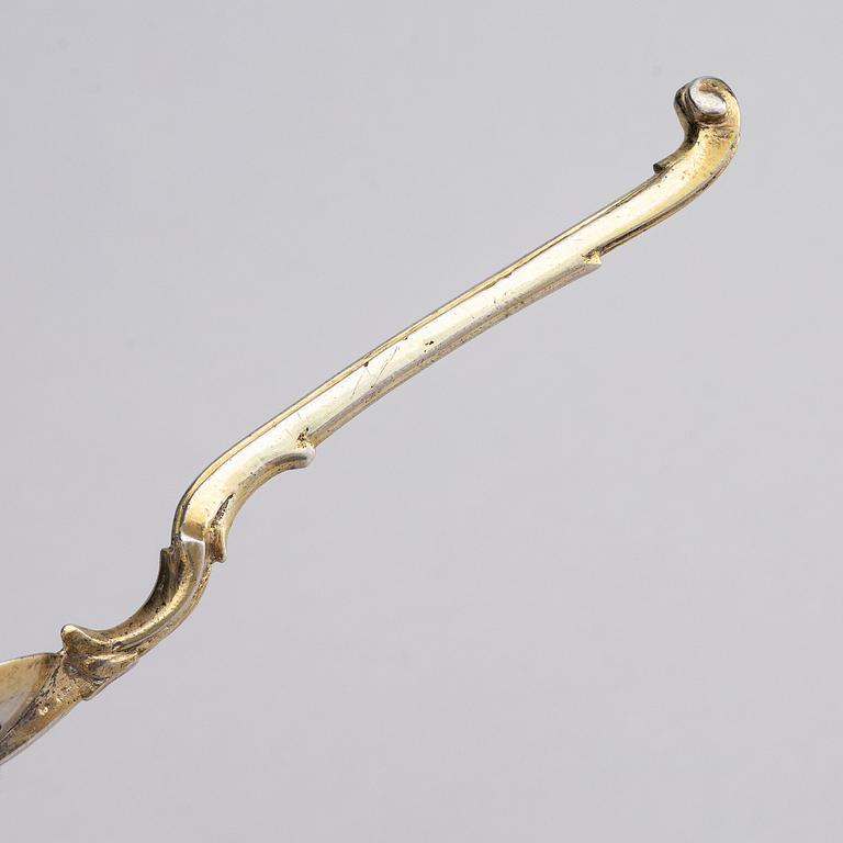 A parcel-gilt silver spoon, probably by Hopfer Mang, Augsburg (active 1644-1694).