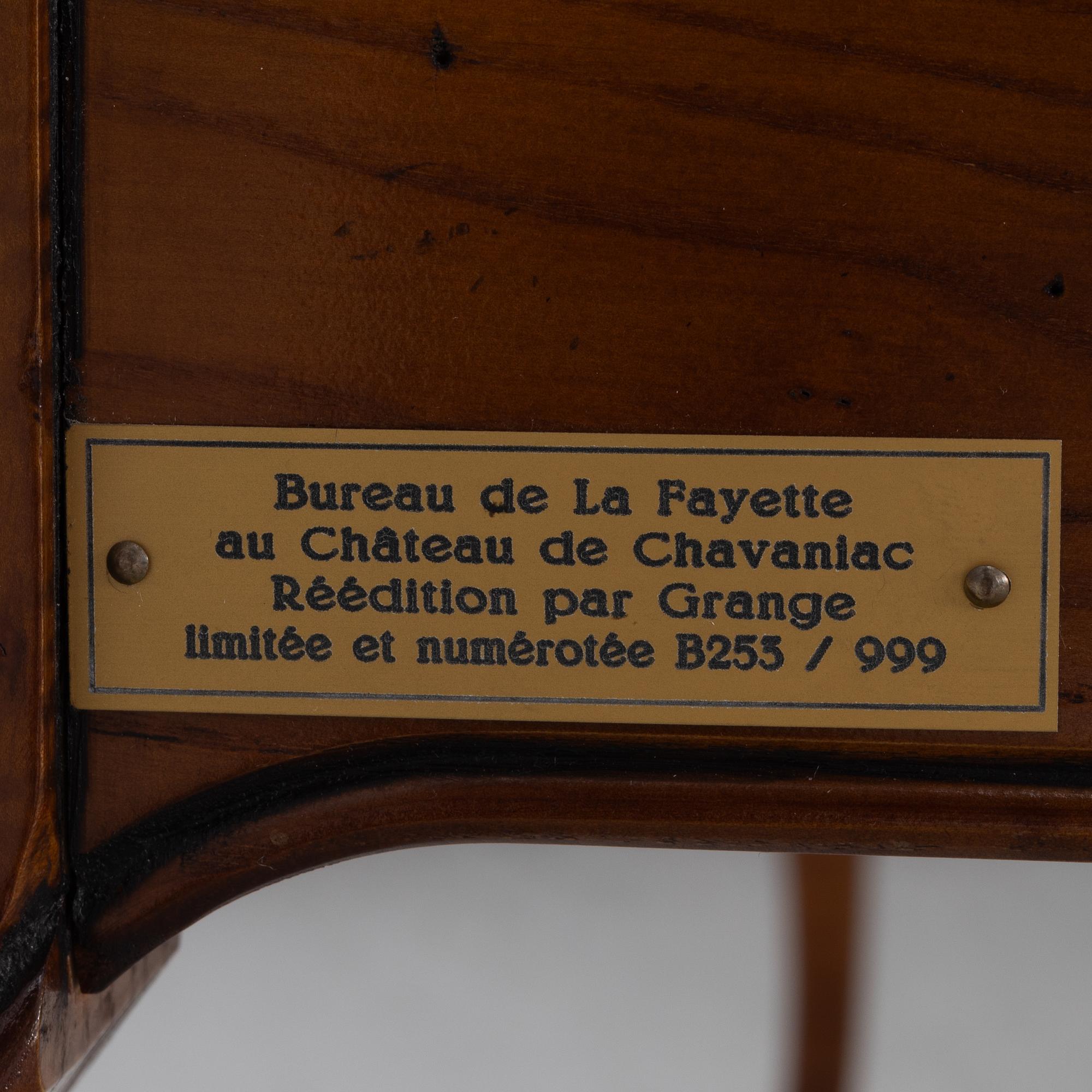 Grange, skrivbord samt stol, "Le Bureau La Fayette", Louis XV-stil, Frankrike, 1900-talets slut.