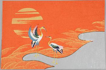 Kamisaka Sekka, after, four woodblock prints from the series "A Thousand Grasses" (Chigusa), 20th century.