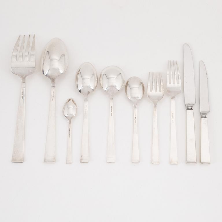 A Japanese sterling silver cutlery, mark of K. Uyeda, 20th century (98 pieces).