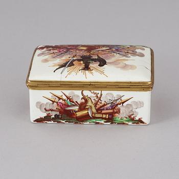 A German 18th century enamelled snuff-box with portrait of Frederick II.