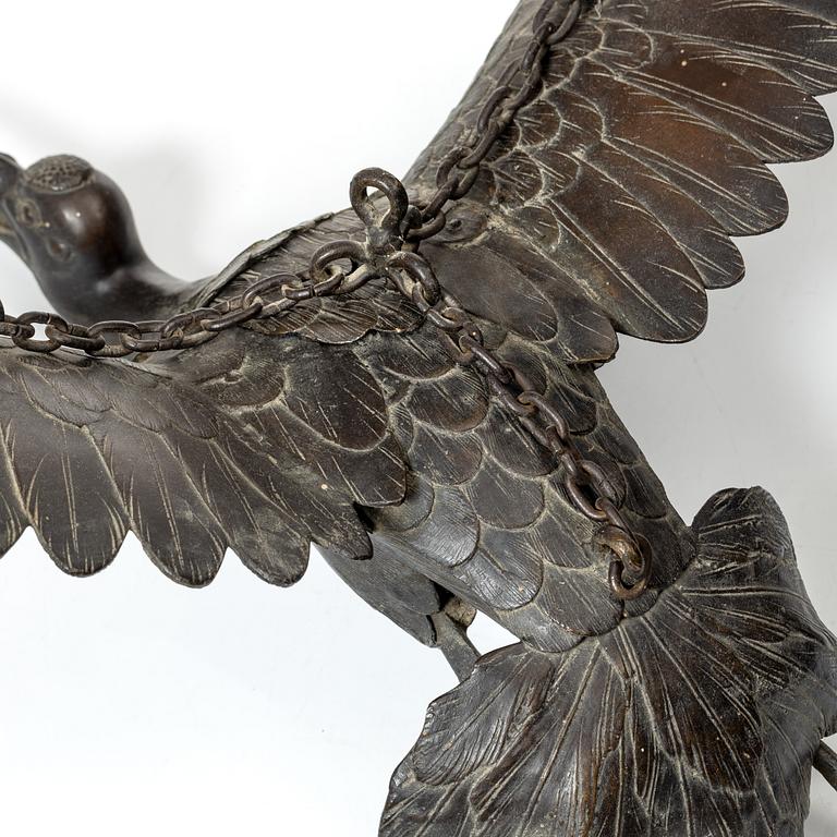 Fågel/rökelsekar, brons. Japan, Meiji (1868-1912).