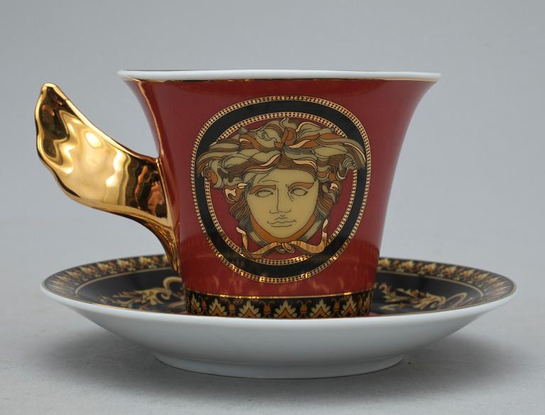 ESPRESSOKOPPAR med FAT, porslin, 6 st, "Medusa", Versace för Rosenthal.