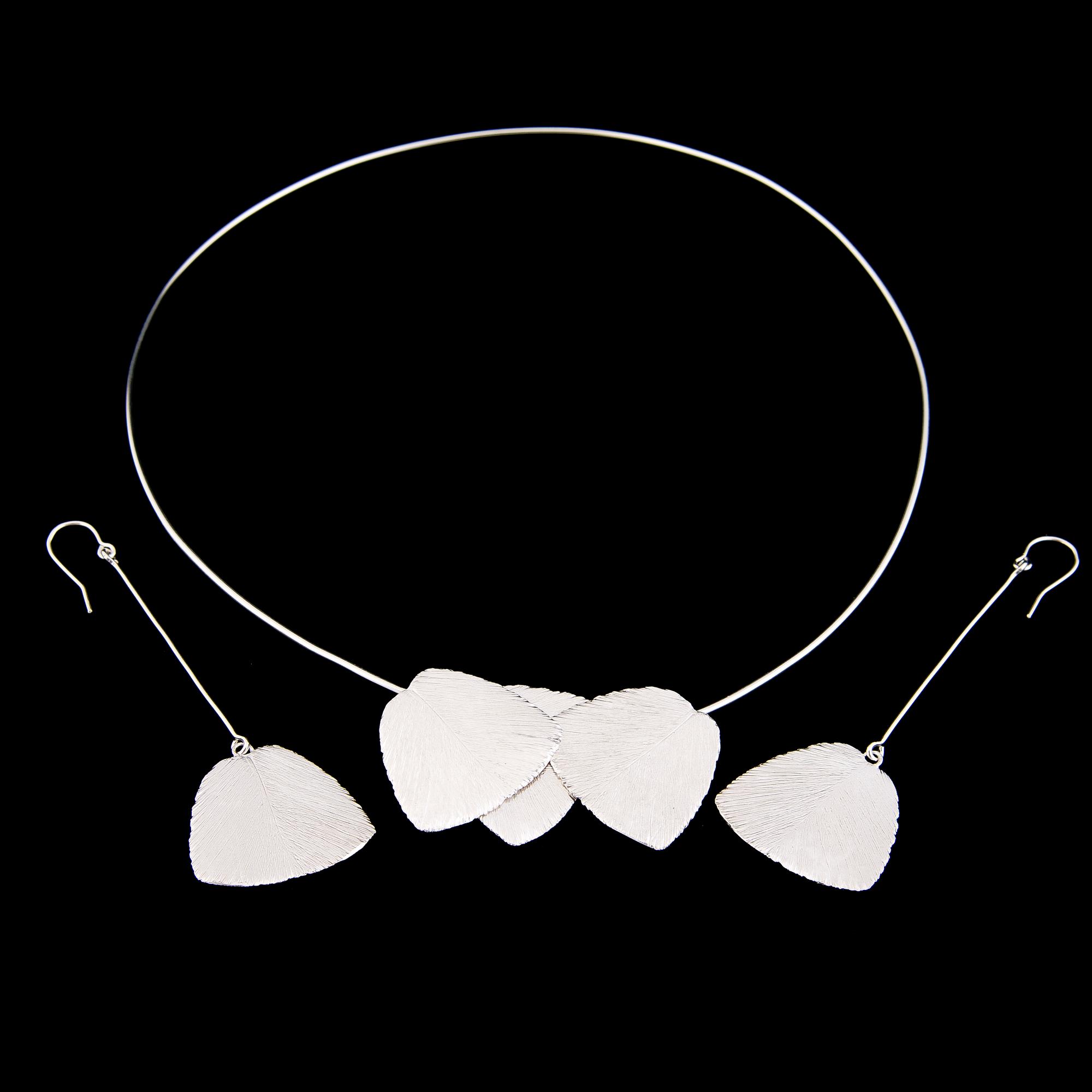 JAANA JUNKKAALA, NECKLACE and EARRINGS, "Serenity", silver. 2018.