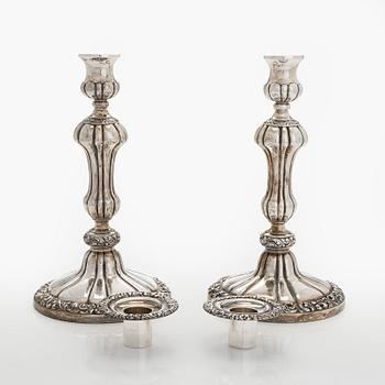 A pair of silver candelabras, a pair, Belgium 1831-1868.