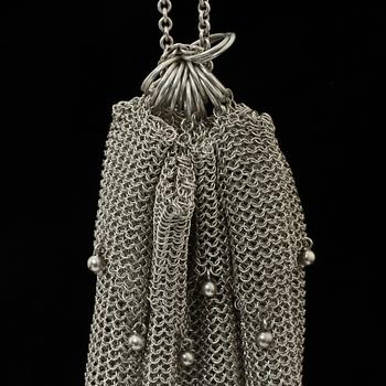 AFTONVÄSKA samt PORTMONNÄ, silver, 1900-tal.