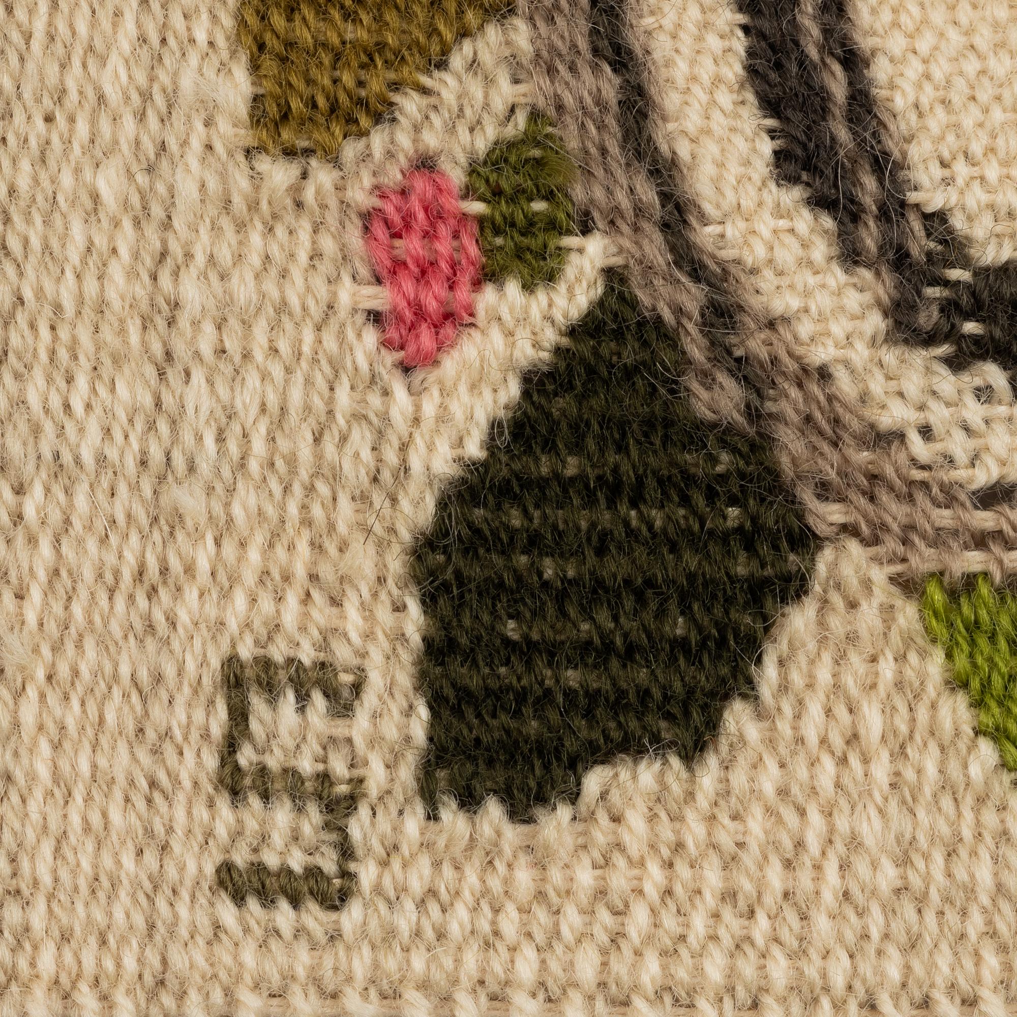 Barbro Sprinchorn, a textile, 'Rosorna (The Roses)', tapestry variant, signed S, c. 35 x 36 cm.