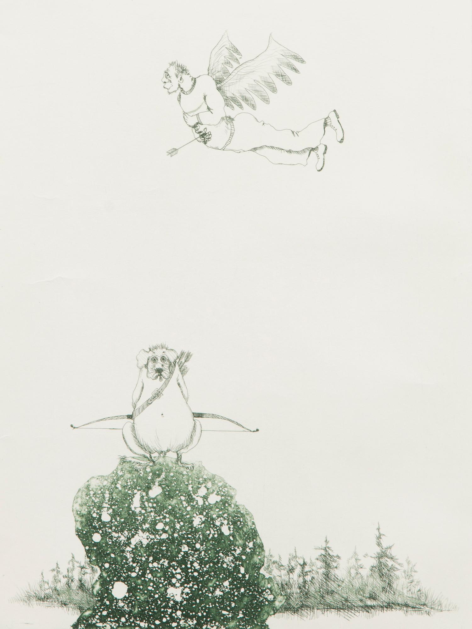 MANNO KALLIOMÄKI, kuivaneula ja akvatinta, signeerattu ja päivätty 1973, numeroitu 17/30 Tpl'a.