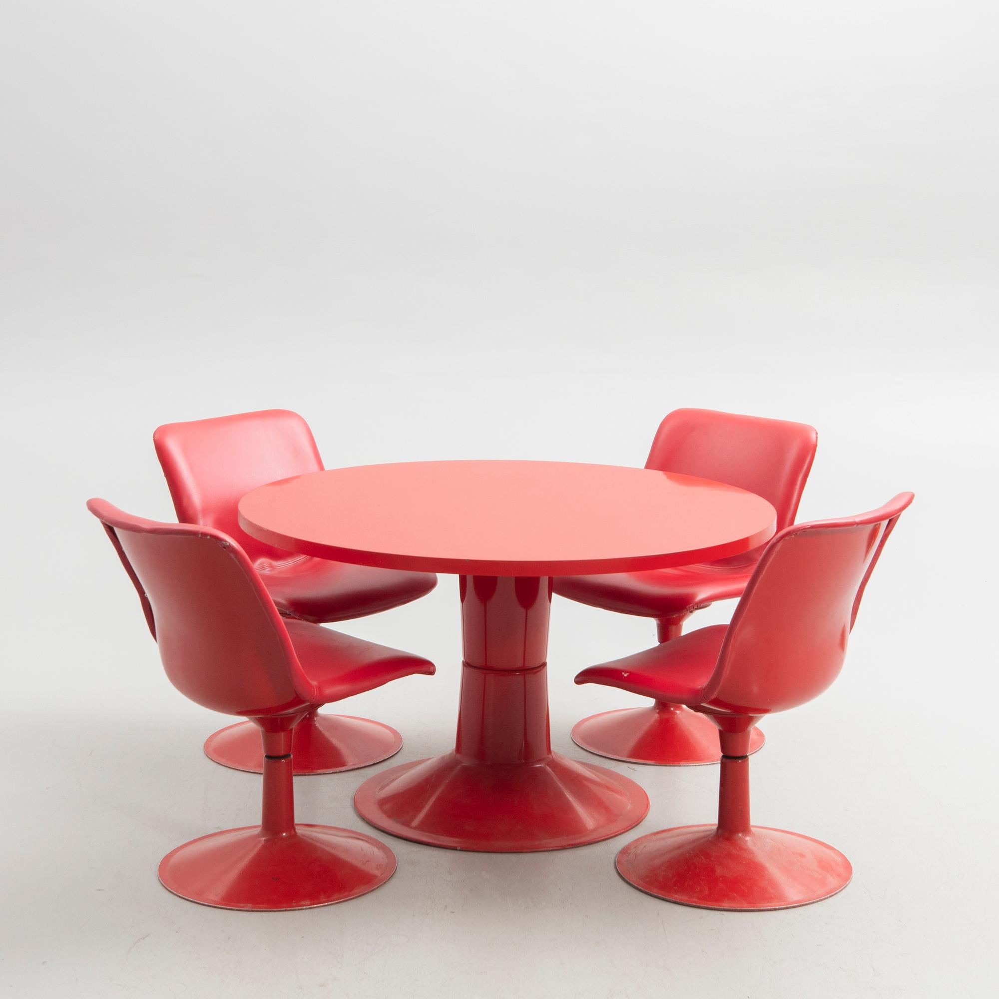 Yrjö Kukkapuro, bord och stolar, 4 st, "Saturnus", Haimi, Finland, 1970-tal.