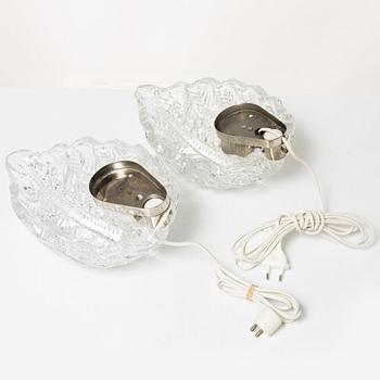 Fritz Kurz, vägglampor, ett par, modell "KD 924", Orrefors, 1950-60-tal.