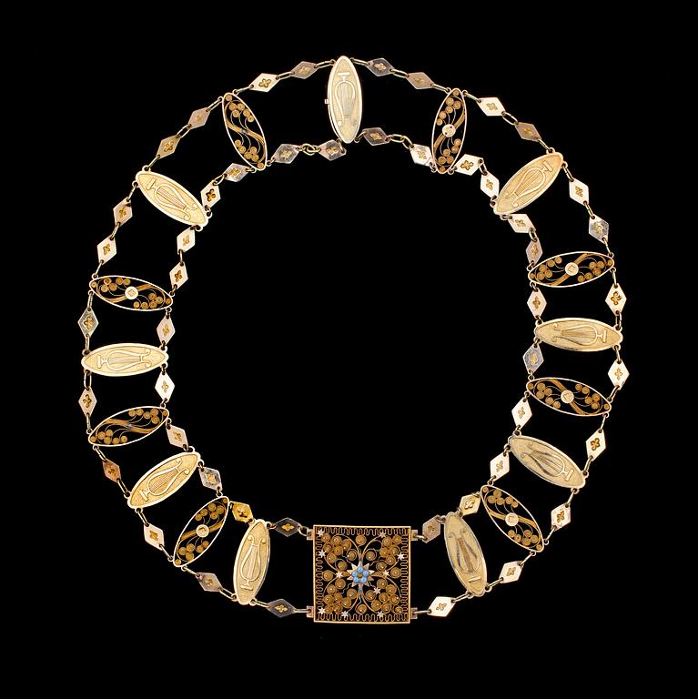 COLLIER, filigranarbete, svensk empire, Abraham Norlin Malmö, verksam 1796-1818.