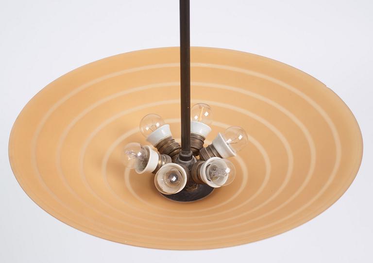 Edward Hald, a ceiling lamp, Orrefors, 1930s.