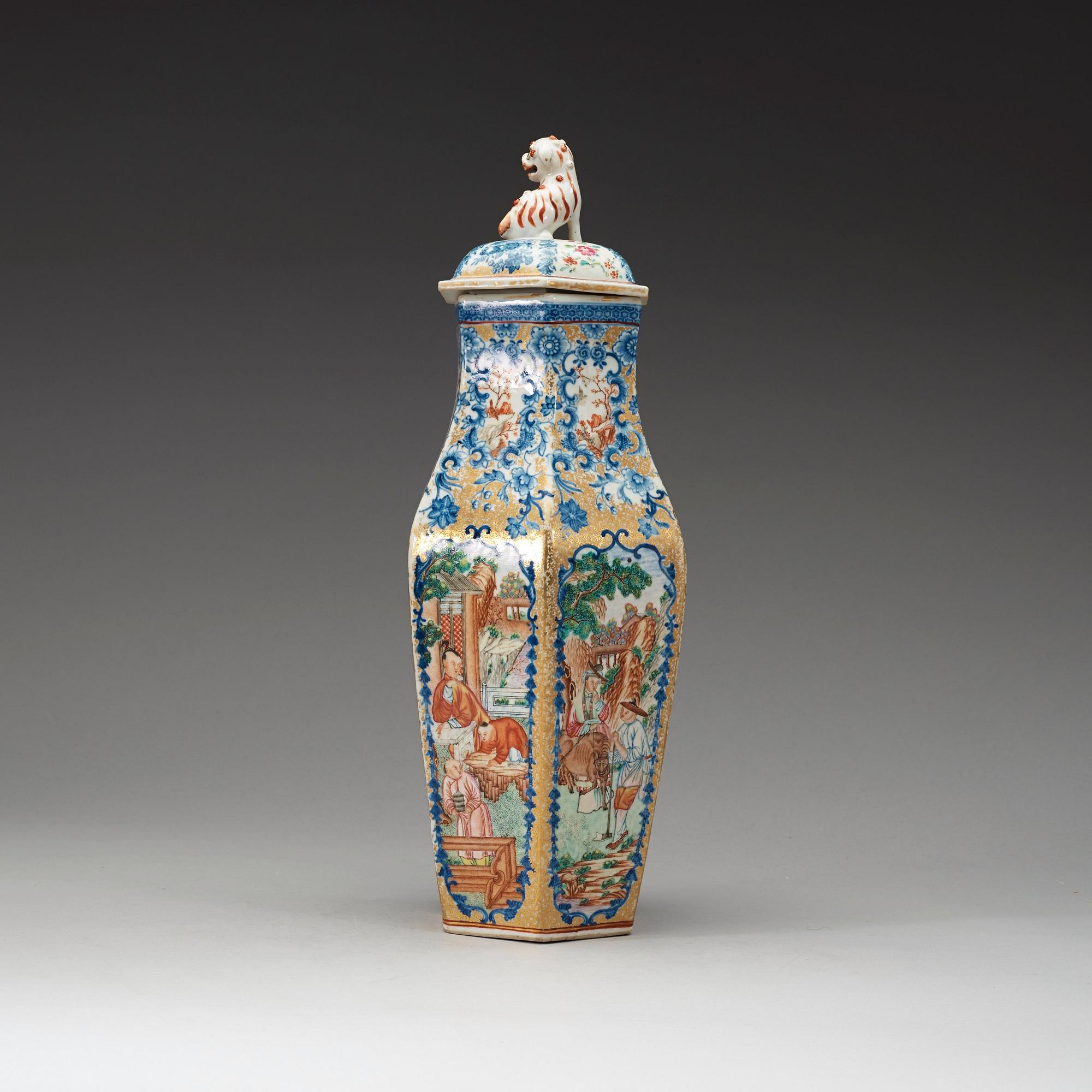 A finely painted famille rose jar with cover, Qing dynasty, Qianlong 1736-1795).
