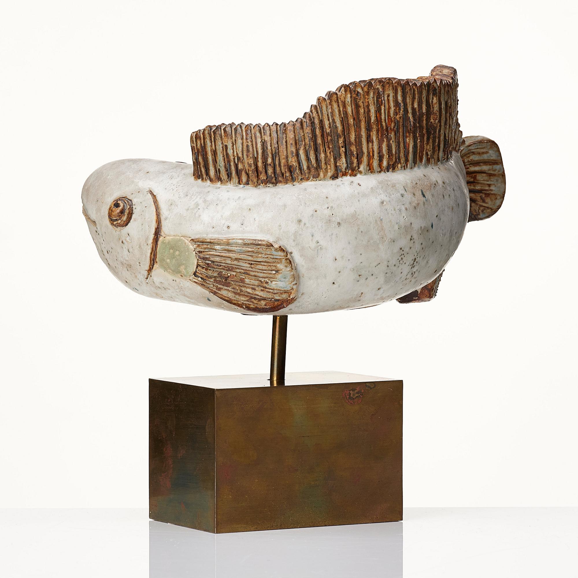 Tyra Lundgren, skulptur, fisk, Sèvres, Frankrike 1934-39.
