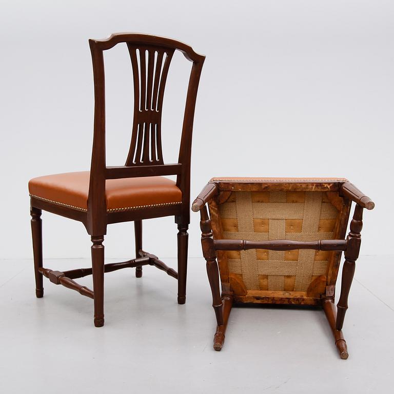 STOLAR, 7 st, gustavianska stockholmsarbeten, Melchior Lundberg, Stockholm, omkring år 1800.