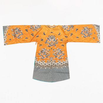A Chinese embroidered silk robe, 20th century.