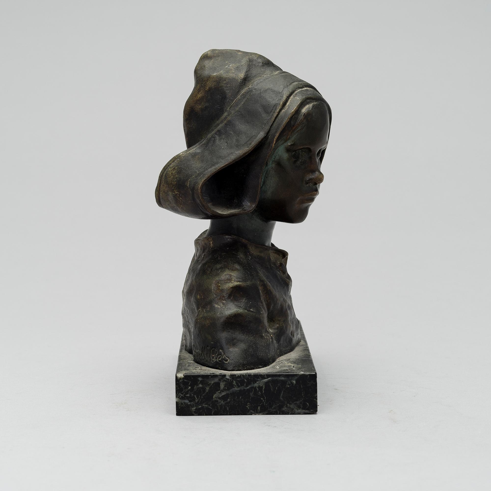 RUTH MILLES, bronze, marble, signed.