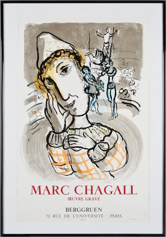 MARC CHAGALL, efter, färglitografisk affisch, 1967.