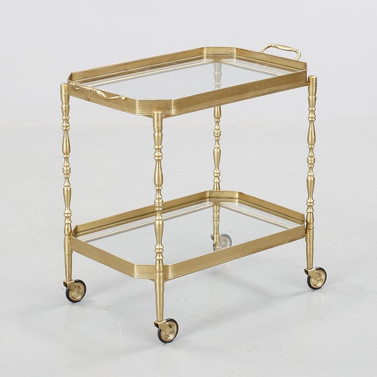 SERVERINGSVAGN, mässing, glas, 1900-talets mitt.