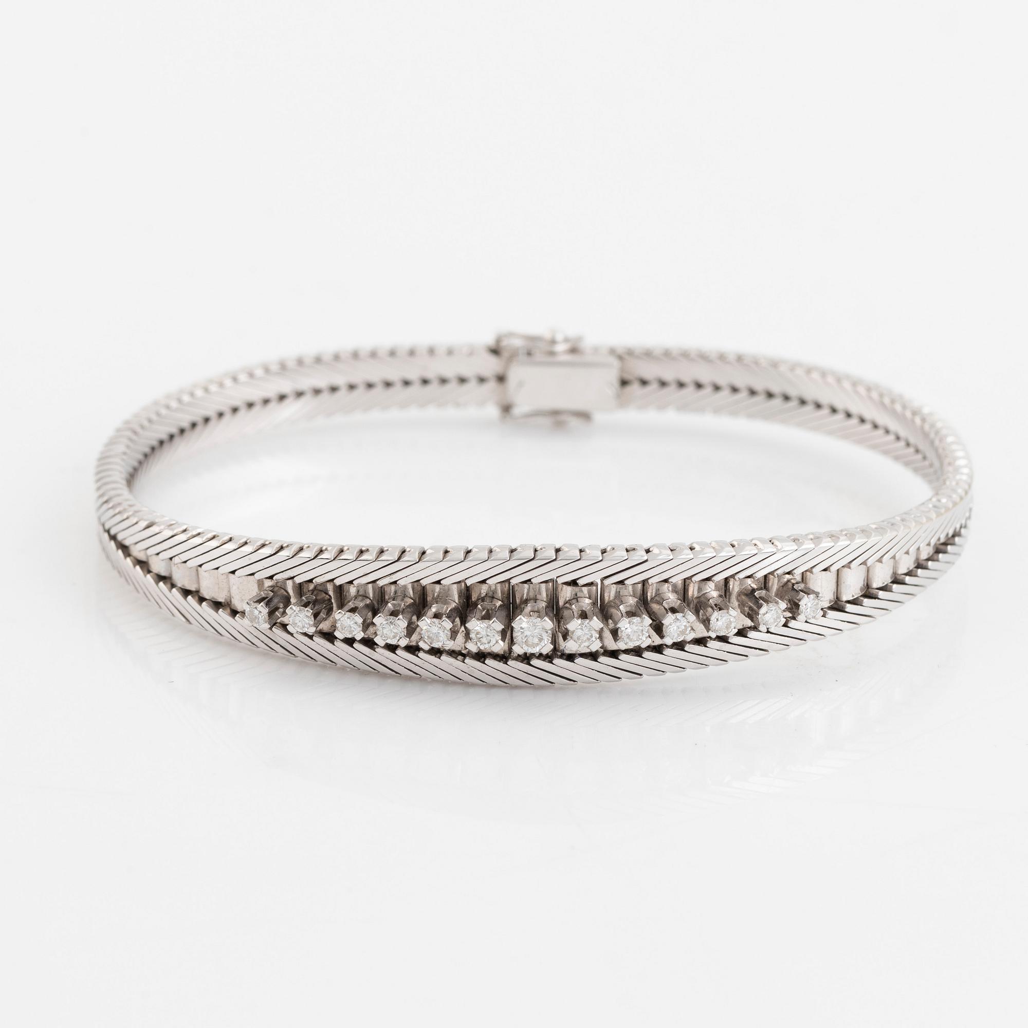 White gold and brilliant cut diamond bracelet.