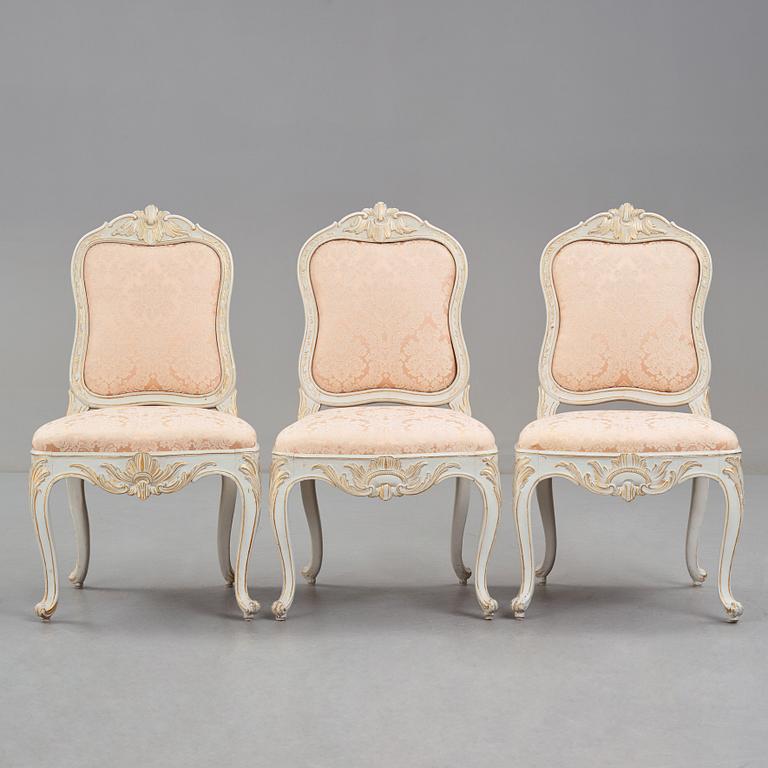 STOLAR, tre stycken, Stockholmsarbeten, 1700-talets andra hälft, Rokoko.