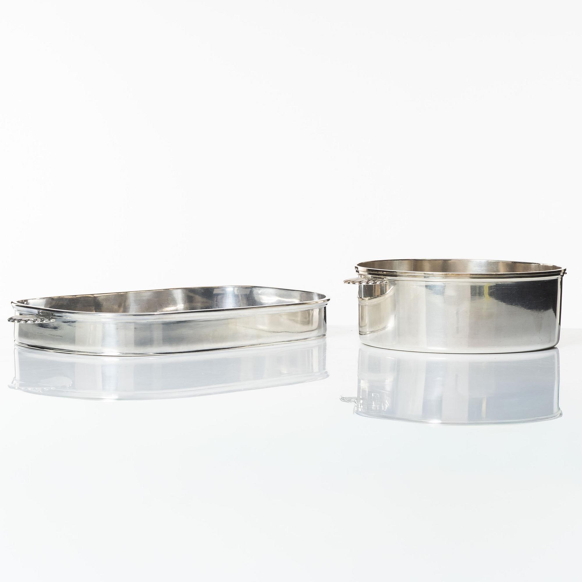C.G. Råström, a silver plated gratin dish and a soufflé dish, mid-20th Century.