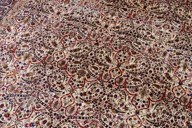 An antique silk Keshan of 'Arabesque' design, Central Persia, c. 410 x 297 cm.