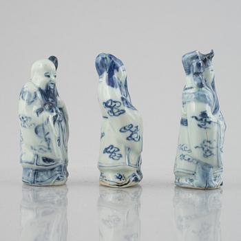 Three porcelain figurines, China, 20th century.