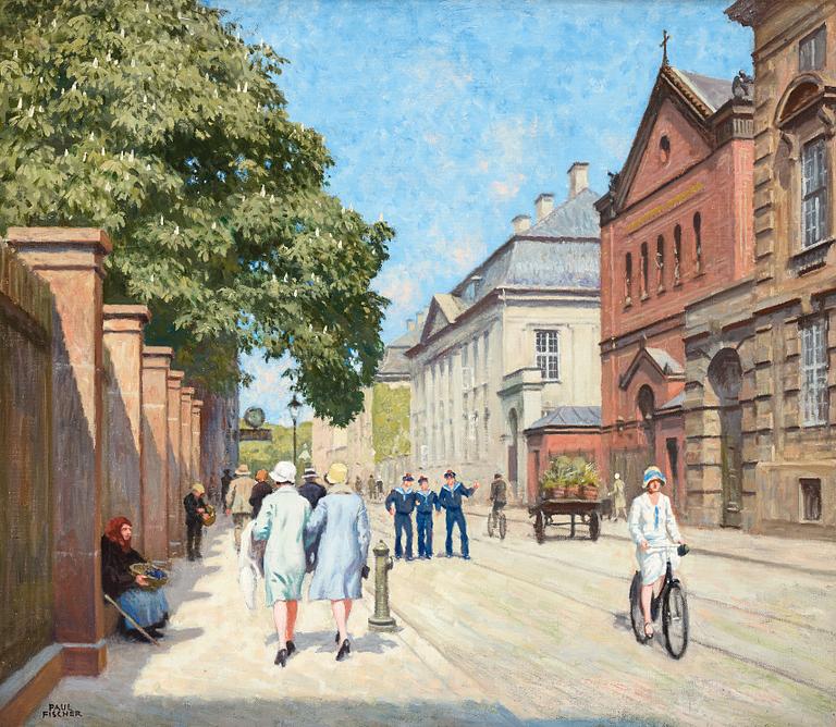 Paul Fischer, Sunny street scene, Bredgade, Copenhagen.