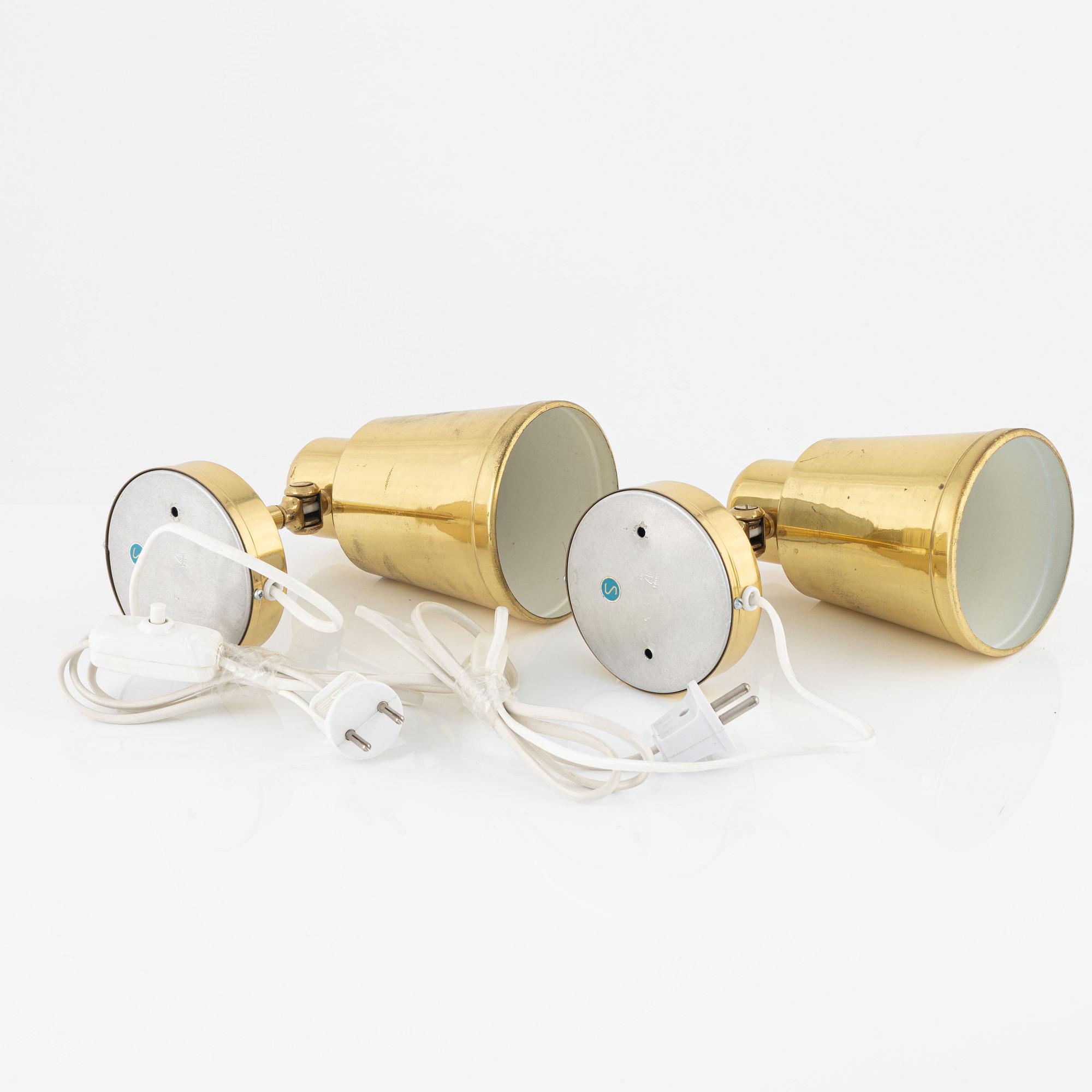 A pair of brass wall lights from Bröderna Johansson Autometall, 1960's.