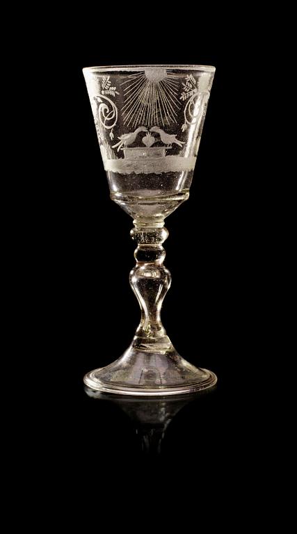 A Bohemian engraved goblet, 18th Century.