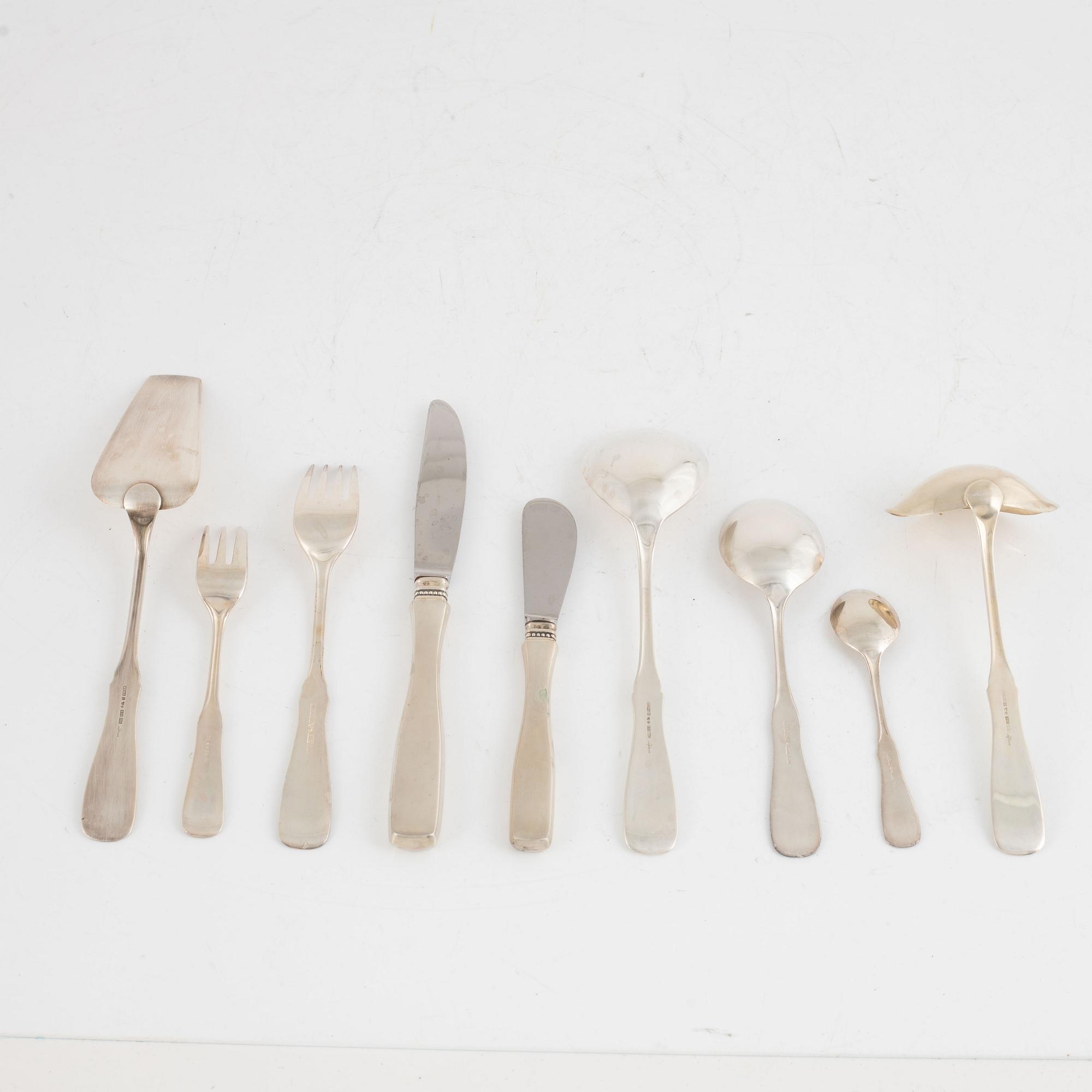 Eric Löfman, bestickservis, 65 delar, silver, "Uppsala", mestadels MGAB, Lidköping, 1976-86.