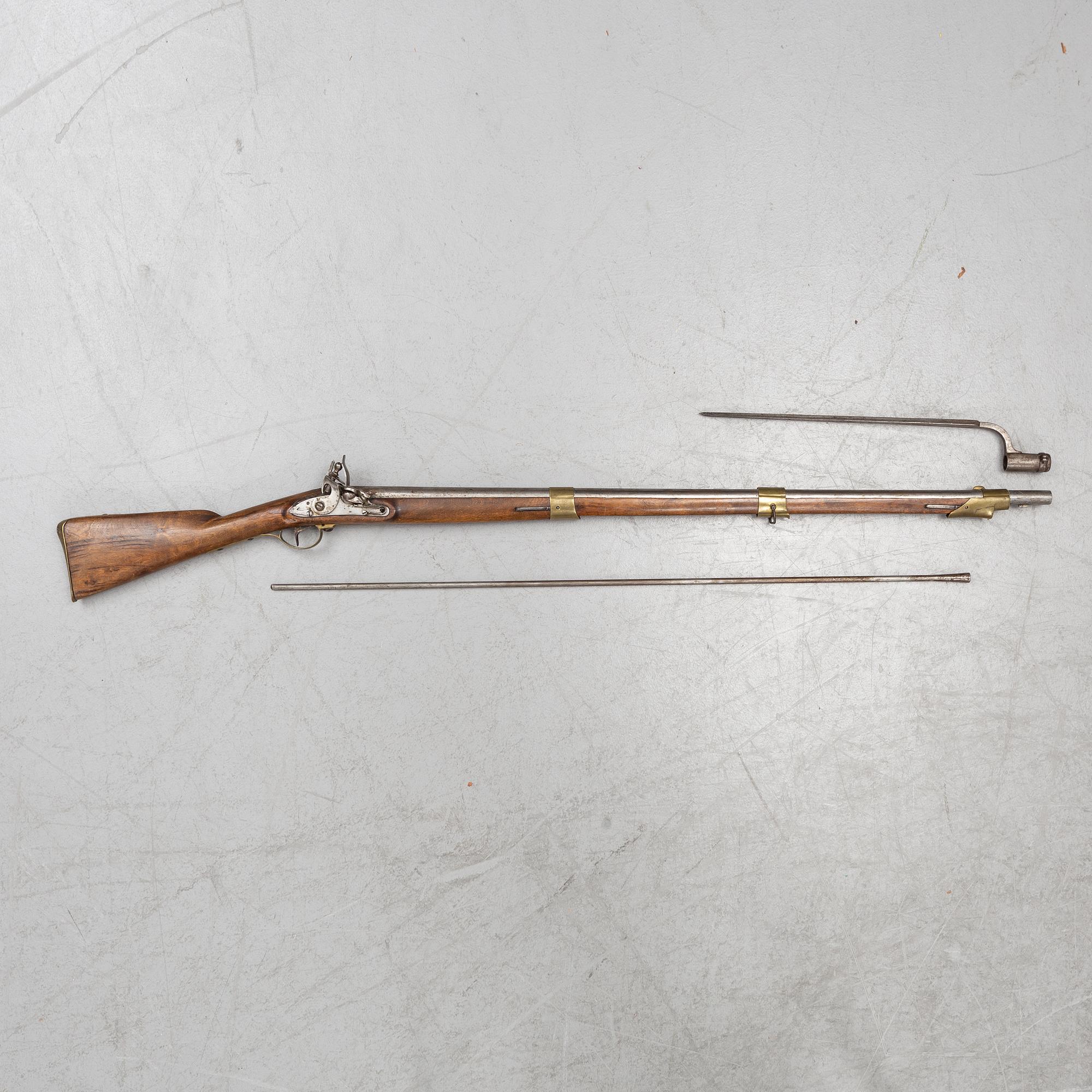 A Swedish flintlock gun, 1815 pattern.
