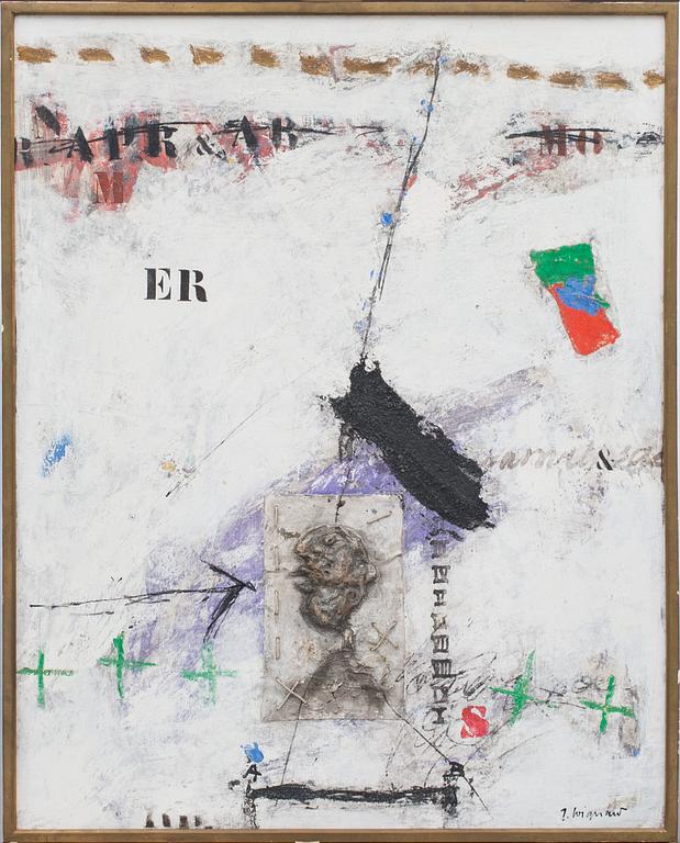 JAMES COIGNARD, olja samt applikation på duk, signerad.