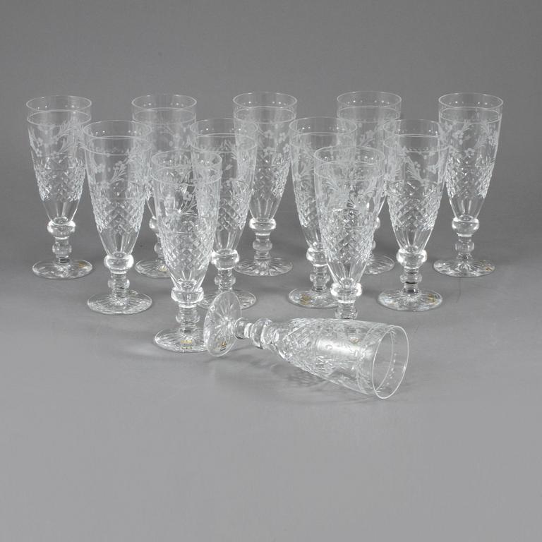 CHAMPAGNEGLAS, 12 st, "Elvira Madigan", Elis Bergh, Kosta., 1900-tal.