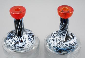 LJUSSTAKAR, ett par, glas, 1900-talets fjärde kvartal.