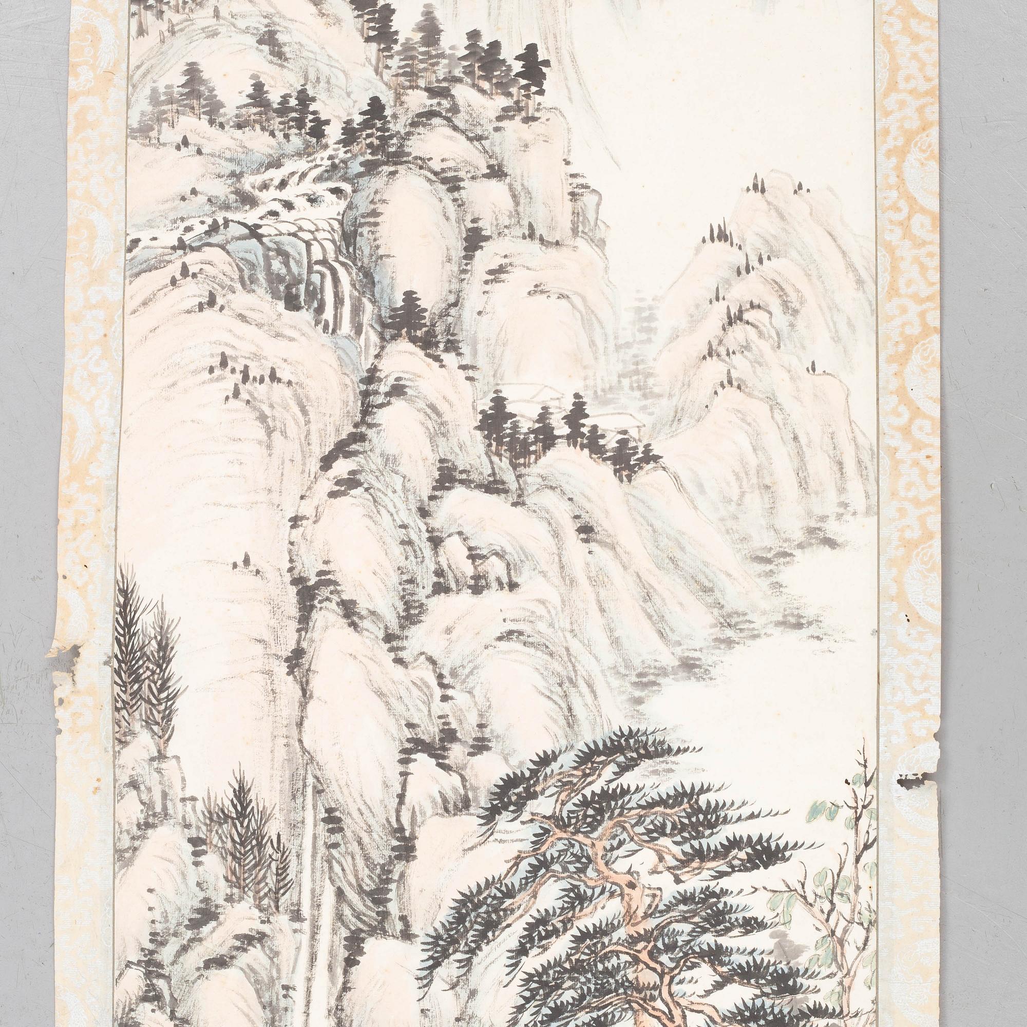 A Chinese hanging scroll, signed Zhu Shan, and dated 1960.