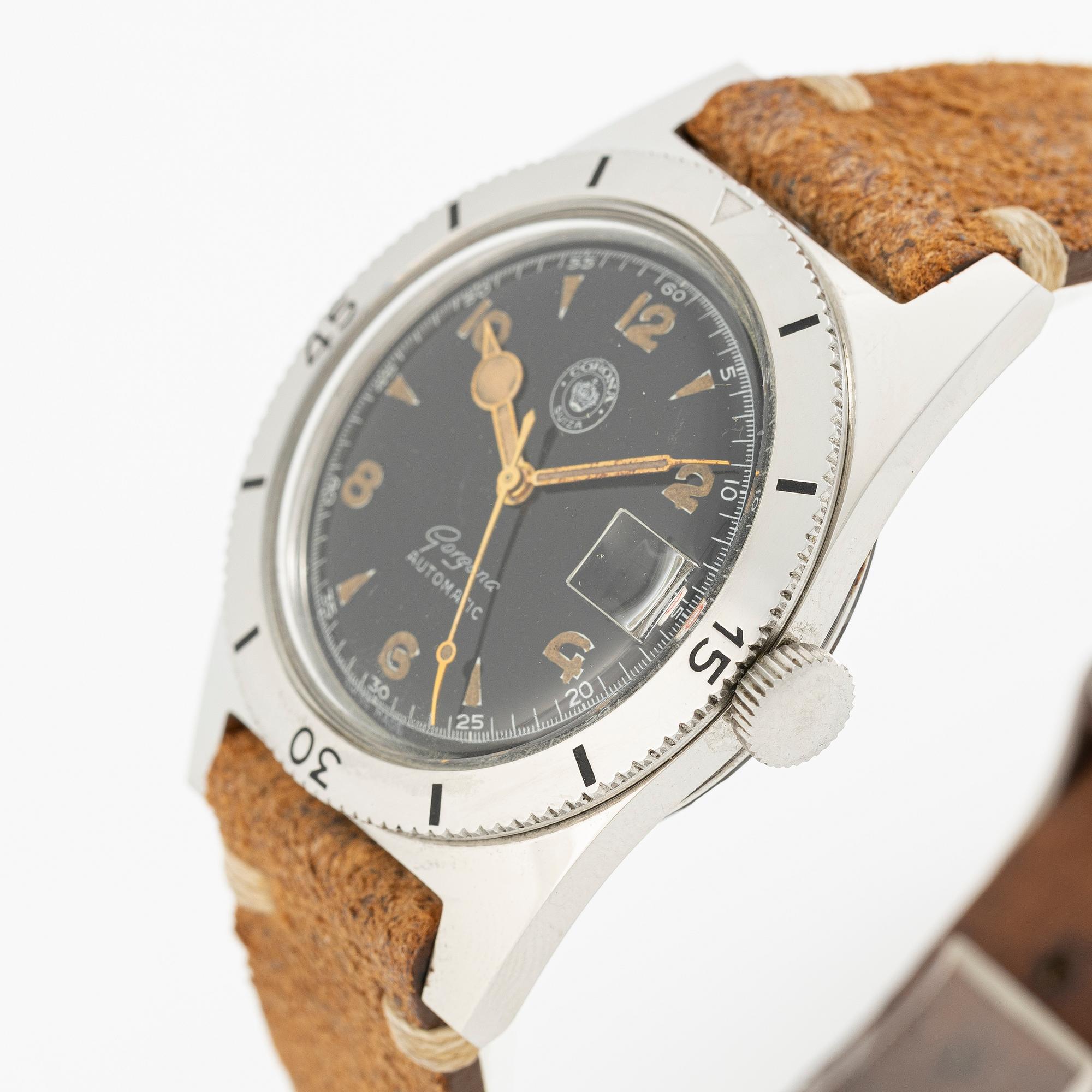Corona Suiza, Gorgona, "Skin Diver", "Radium Dial", wristwatch, 36 mm.